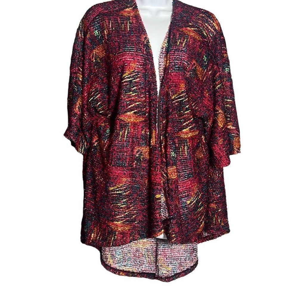 Lularoe Womens Kimono Cardigan Sweater Open Front 3/4 Sleeve Multicolor Small